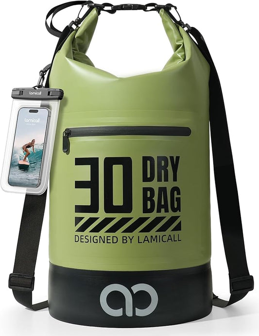 Lamicall Dry Bag Waterproof Backpack - [Durable & Floating] 5L/10L/20L/30L/40L Large Water Proof Bag with Waterproof Phone Case for Kayaking, River Rafting, Lake, Float Trip, Tubing Essentials
