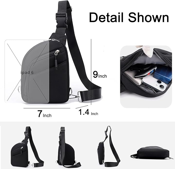 Anti Theft Crossbody Bag for Men Women, RFID Blocking Small Sling Bag Waterproof Shoulder for Hiking Daily Commute