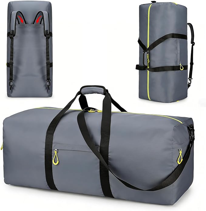 Uarition 100L Extra Large Duffle Bag for Travel, 3 In 1 Travel Duffel Bags for Men and Women, Foldable Duffle Backpack for Traveling, Grey