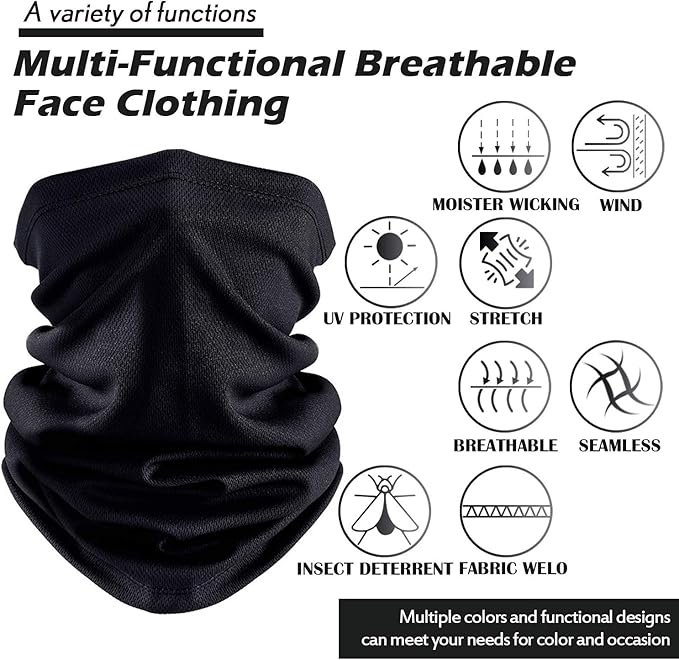 Geyoga 6 Pieces Summer UV Protection Cooling Neck Gaiter Face Clothing Neck Gaiter Mask Scarf Sunscreen Breathable Bandana