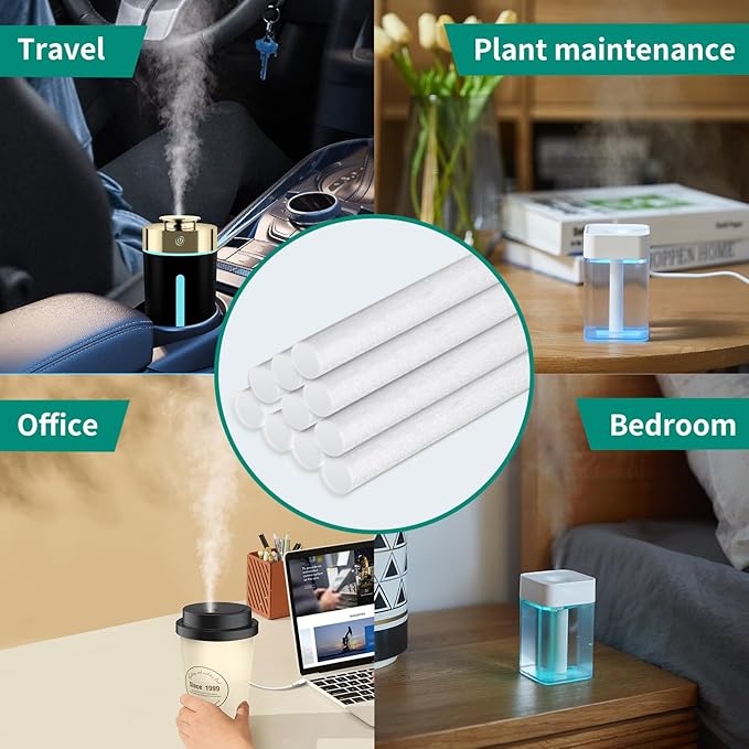 10 Pieces（5.9Inch）Humidifier Filter Cotton Refill Travel Mini Sticks Car Humidifier Replacement Parts for Portable Personal USB Powered Smart Humidifiers in Office Bedroom