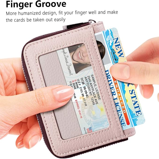 FurArt Zipper Wallet Women, RFID Blocking Credit Card Wallet, Business Card Holder, Compact Size KeyChain Wallet