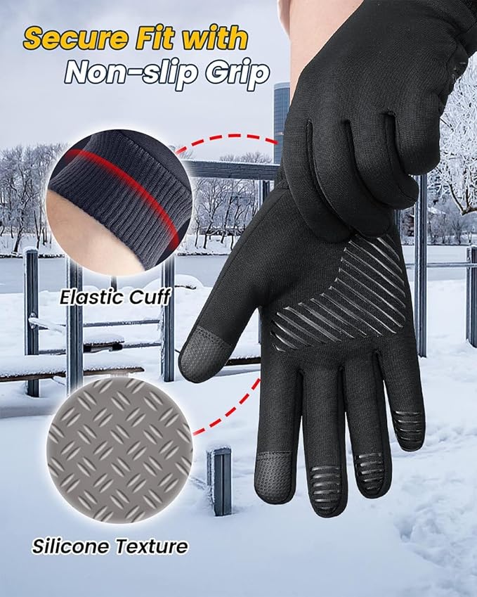 FEWTUR Winter Waterproof Gloves for Women and Men - Thermal Gloves with Touchscreen Fingers, Warm Gloves for Running, Bike and Hiking Cold Weather
