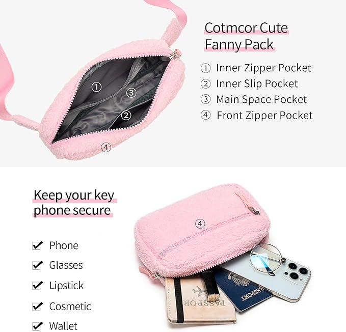 Fanny Pack Birthday Graduation Gifts for 7 8 9 10 11 12 13 Year Old Teen Girls Her Kids, Preppy Cute Trendy Stuff Colorblock Crossbody Bag Adjustable Belt Bags for Travel Essentials