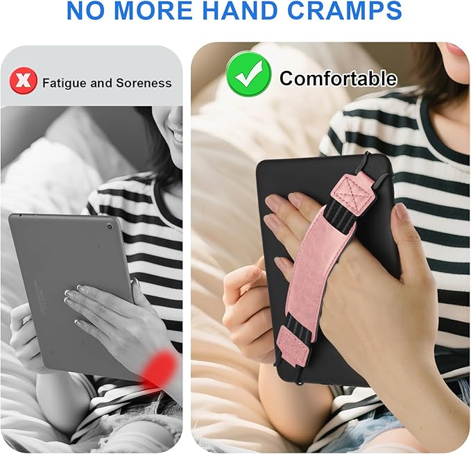 HoYiXi Universal Soft Hand Strap for 6-7 Inch eReader Tablet, Compatible with Kobo/Pocketbook/Tolino/Paperwhite/Nook, 6-7 Inch Tablet, Pink
