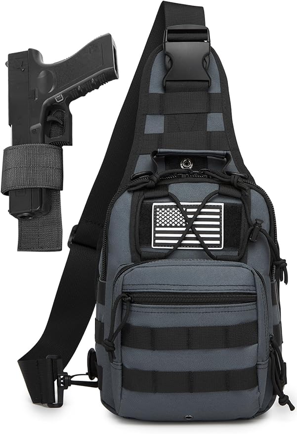 Small Tactical Sling Bag for Men with Holster Military EDC Shoulder Bag CCW Crossbody Bag 7 Liters