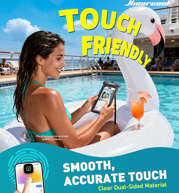 Hiearcool Waterproof Phone Pouch,Waterproof Cell Phone Dry Bag for iPhone,Universal Waterproof Case Beach Essentials for Vacation Kayak Cruise Accessories Must Haves-Black&Yellow-2Pack