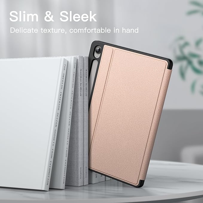 JETech Case for Samsung Galaxy Tab S10 Lite / S10 FE / S9 FE 10.9-Inch with S Pen Holder, Slim Folio Stand Protective Tablet Cover, Multi-Angle Viewing (Rose Gold)