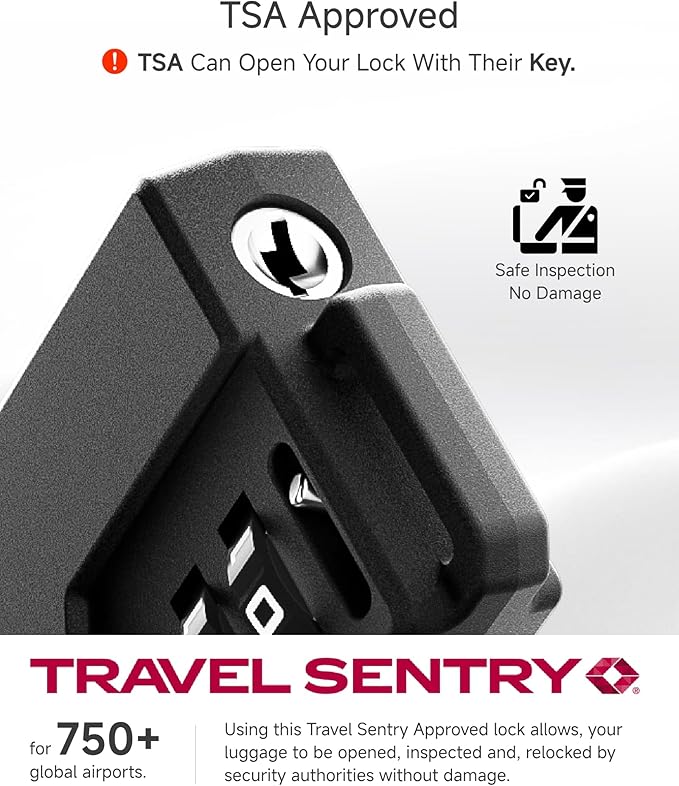LUGGEX TSA Locks for Luggage, Suitcase Locks TSA Approved, Luggage Locks, Gift Box, Ease of Use & Durable(Black,2 Pack)