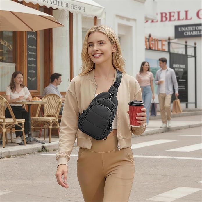 TOPEAST Sling Bag for Women, Anti-Theft Crossbody Bag with RFID Blocking & Water Bottle Holder for Travel, Water-resistant