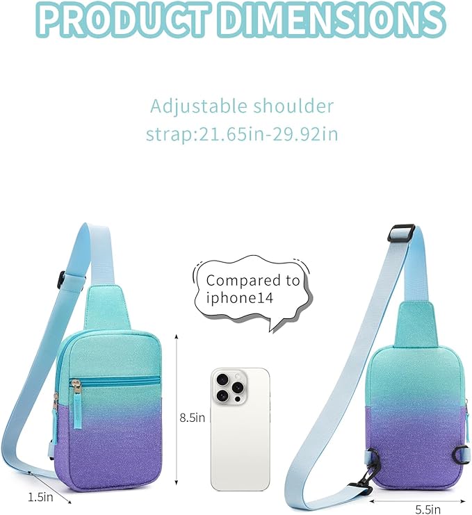 Birthday Gifts for 8 9 10 11 12 Year Old Teens Girls Kids, Fanny Pack Crossbody Bag Sling Belt Bags Purse, Dorm Travel Essentials for Girls Fashion, Preppy Tween Teen Girl Gift Trendy Stuff