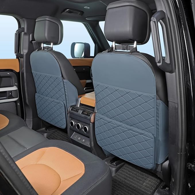 TAIKOO Seat Back Protector w/Dual Pockets,Guards Seats from Kicks & Scuffs | Keeps seat backs looking new for a long time. Easy to install and clean. 2-piece set, size: 30in × 18in × 0.2in