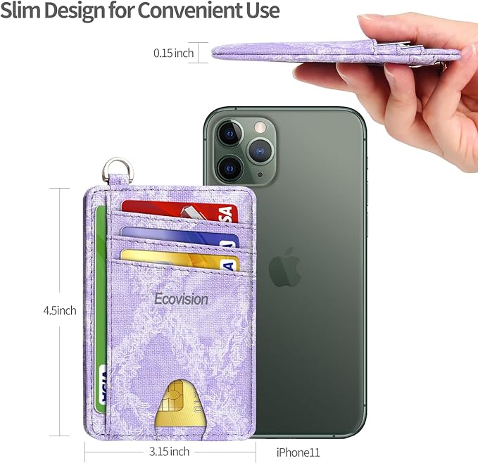 Slim Minimalist Front Pocket Wallet, RFID Blocking Credit Card Holder Wallet with Detachable D-Shackle for Men Women