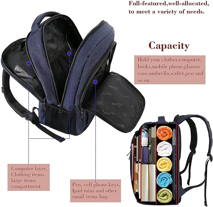 MATEIN Laptop Backpack, Slim Travel Backpack with Laptop Compartment for Men Women, College Student Daypack Teenager Gift Computer Bag Daily Bagpack fits 15.6 Inch Notebook, Blue