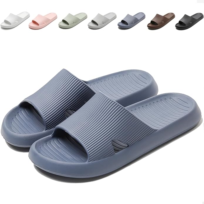 Anmerl Shower Shoes for Men and Women, Soft Lightweight Quick-Drying & Non-Slip House Slippers Slides for Bathroom, Pool, Beach, Indoor & Outdoor