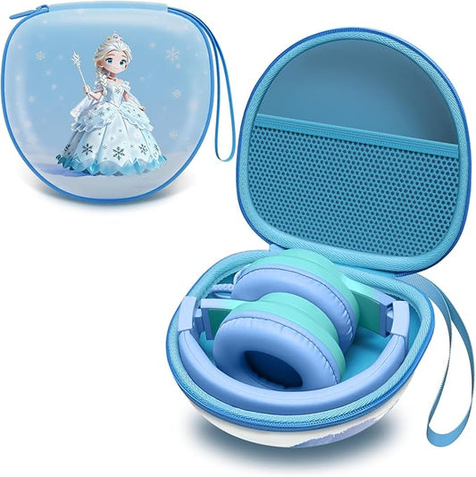 Kids Headphones Case Compatible with iClever HS19 / BTH12 / BTH22 / BTH20, Candy Bila BH03, JoySpark-T5, MIDOLA MD-B01, EarFun, IMYB, Noot Products Foldable Kids Headphones, Light Blue(Case Only)