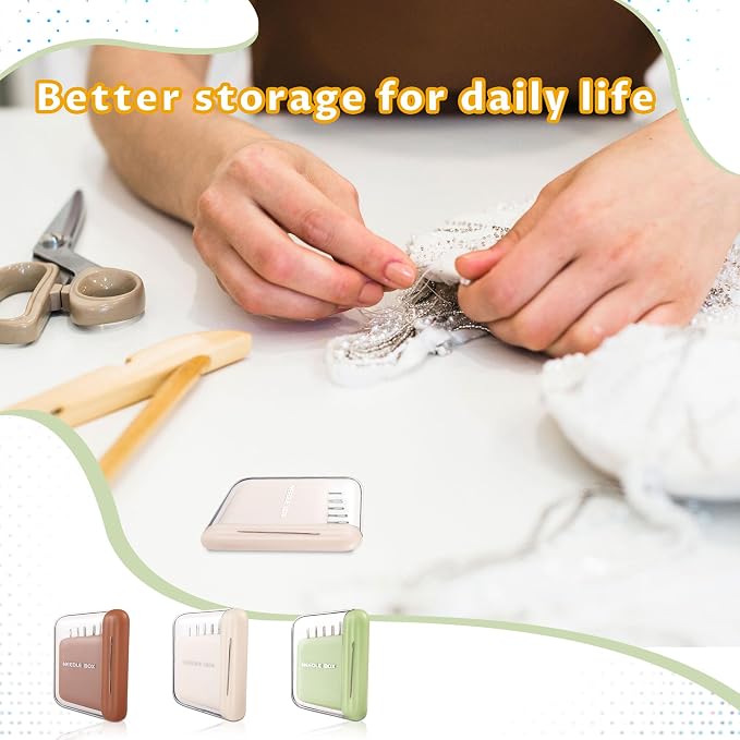 Portable Travel Magnetic Sewing Needles Case,Include 10PCS 5 Size Sewing Sharp Needles,Magnetic Needle Holder,Super Magnetic Mini Needle Storage Box for Hand Sewing Art Crafts(Beige)