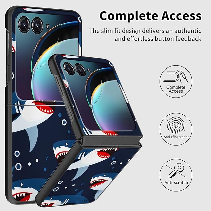 for Motorola Razr Plus 2025 Case,for Razor Plus 2025 Phone Case Cute Slim Hard PC Ultra-Thin Anti-Scratches Shockproof Protective Cover,Cartoon Shark