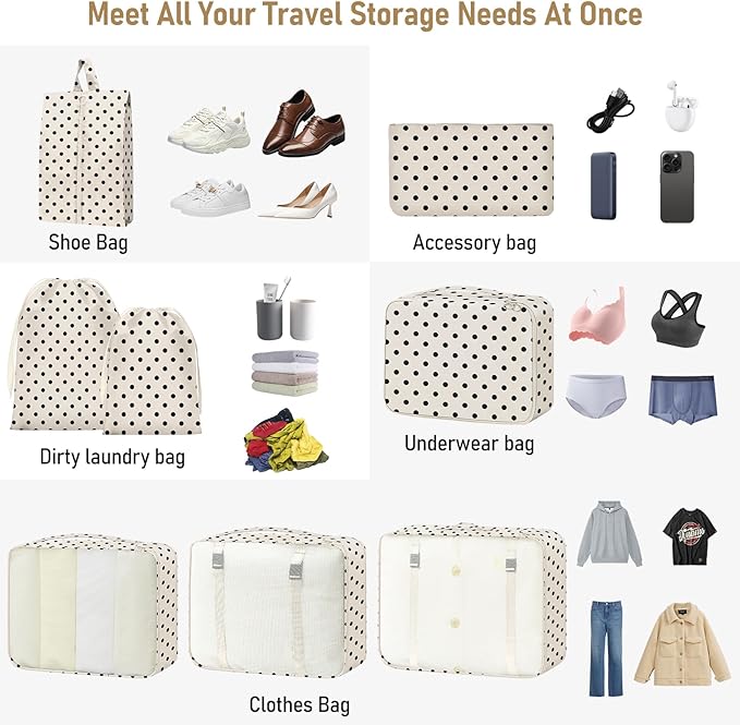 Packing Cubes for Travel - 8 Set Luggage Organizer Bags for Family, Mesh Breathable Packing Cubes for Suitcases Durable Travel Essentials Bags Set