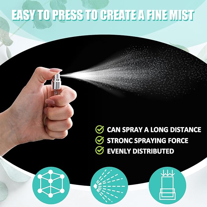 Zhehao 1 Pcs Mini Spray Bottles 5 ml Clear Glass Perfume Bottles Refillable Fine Mist Perfume Atomizer Portable Empty Sample Containers for Cleaning, Essential Oils, Travel (Silver Cap)