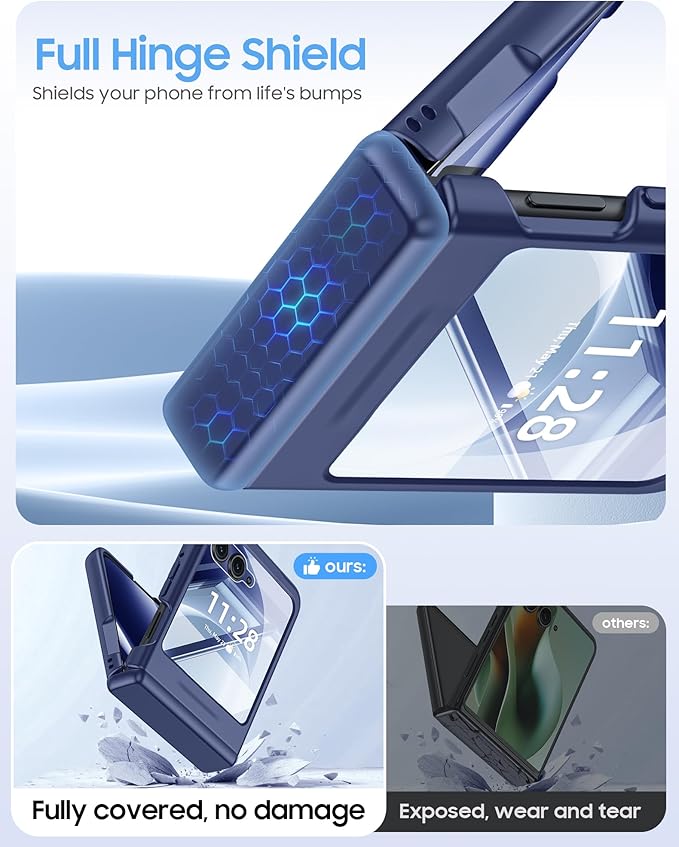 for Motorola Razr 2026 Case with Hinge Protection, Screen Protector, Ultra-Thin Skin Feel Translucent Frosted, Shockproof Cover for Moto Razr 2026-Blue