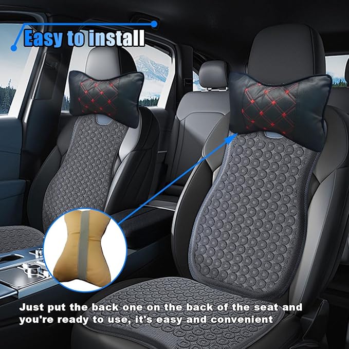 BDZMC 1PCS Car Neck Pillow, Breathable Car Head Neck Rest Cushion, Soft Pillow for Relieving Stiffness, Comfort Car Seat Neck Support Pillow (Black/Red)