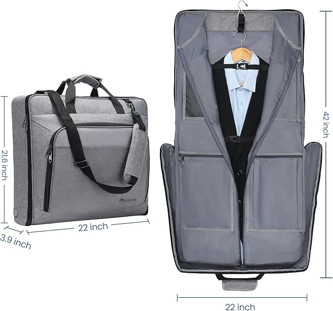 Modoker Carry On Garment Bags for Travel Hanging Clothes Suit Bag Luggage Organizer, Foldable Suit Carrier Gift for Men Women