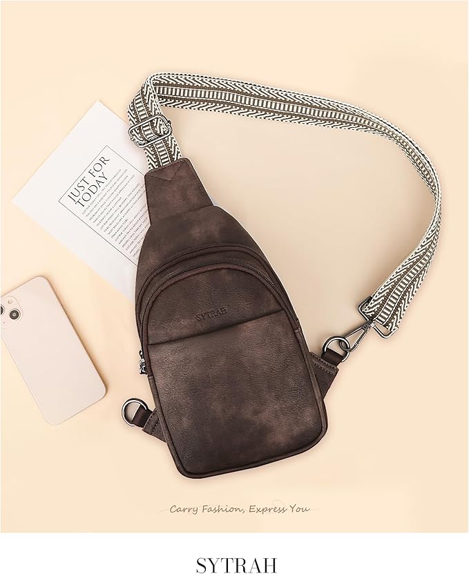 SYTRAH Sling Bag for Women, Crossbody Bags Purse for Women Trendy Vegan Leather Fanny Pack with Adjustable Strap