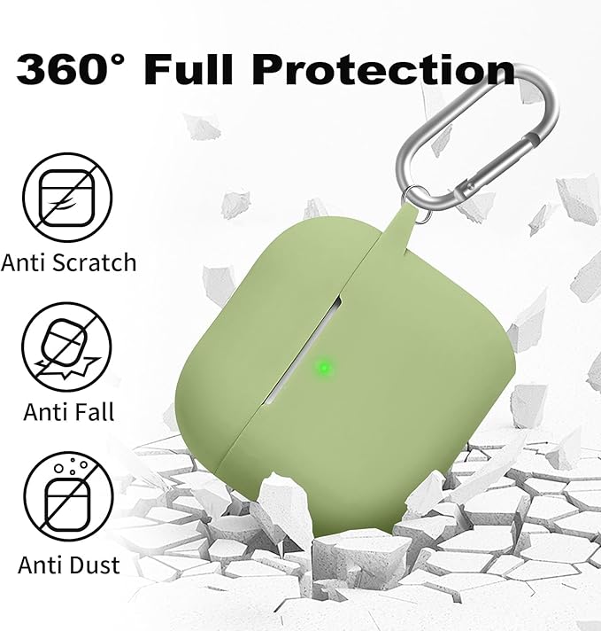 for Airpods 4th Case Cover,Come with Cleaner Kit,Soft Skin Silicone Case Cover with Keychain,Full Protective Case for Men and Women,Compatible with AirPods 4th Generation Case,Matcha Green