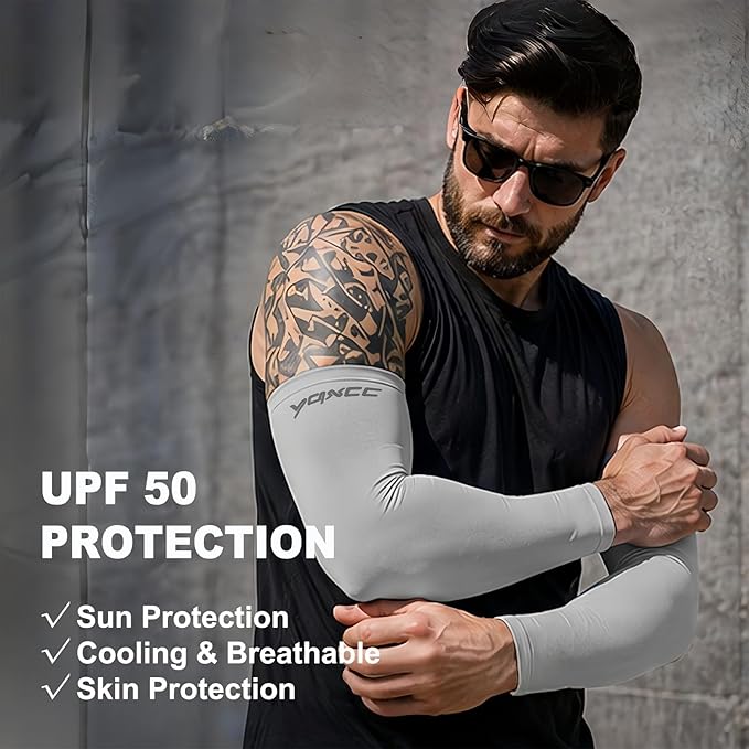 YQXCC 4 Pairs Arm Sleeves, Cooling UV Sun Protection Sports Compression Sleeves for Men Women, Golf Basketball Arm Sleeves
