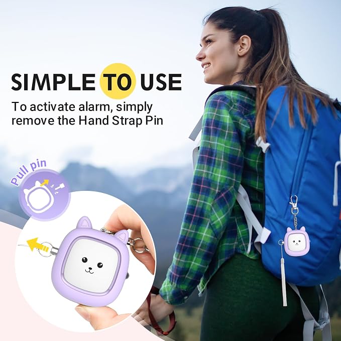 Safe Sound Personal Alarm, 130 dB Loud Siren Song Emergency Security Alarm Keychain with LED Light, Personal Sound Safety Siren for Women, Men, Children, Elderly(Purple)
