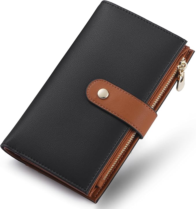 yiijay Wallet Women RFID Blocking Multi Cards Wallet Credit Card Holder for Women Large Capacity Lady Leather Trifold Travel Wallet with Pen Holder
