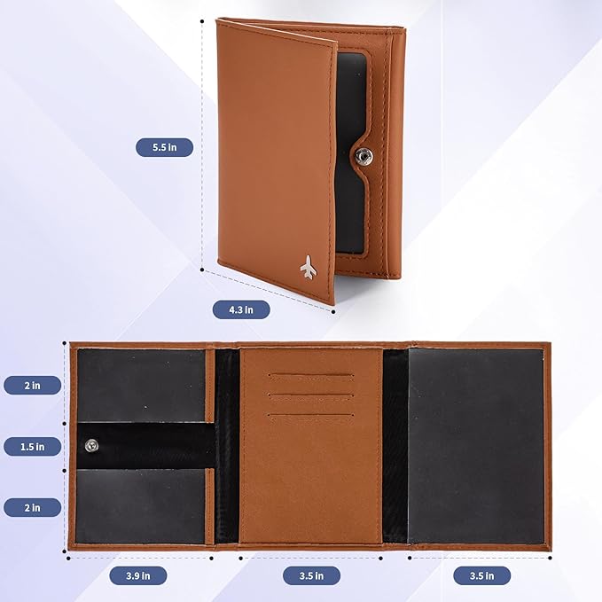 Pilot Wallet Passport Holder for Travel - RFID Blocking Genuine Leather Travel Document Holder with Gift Box Passport Wallet for Pilots Men and Women
