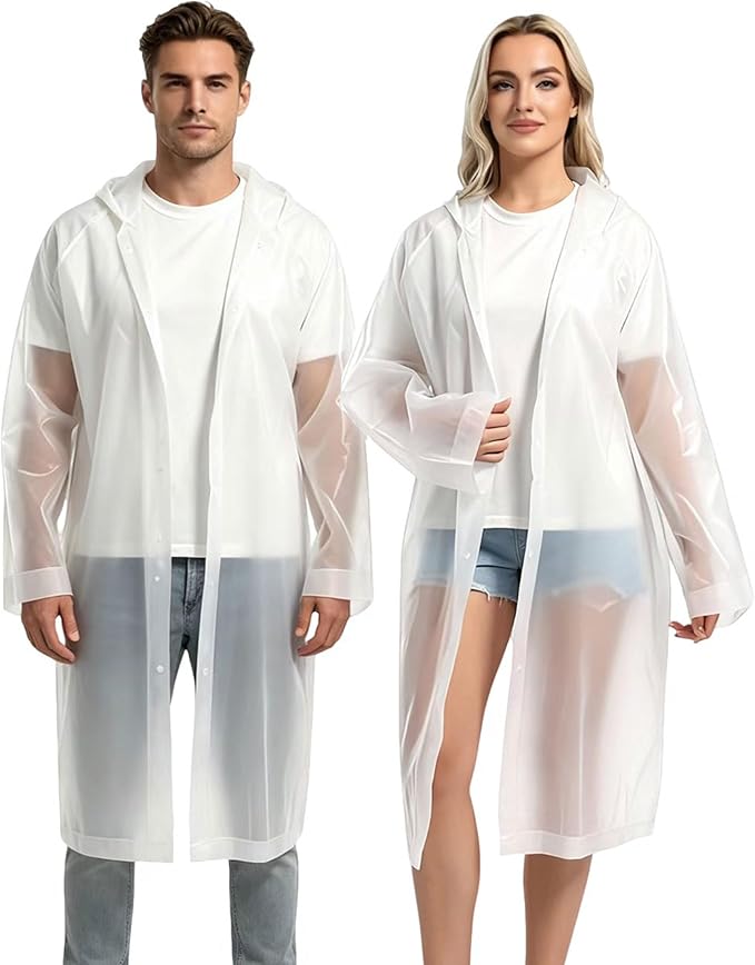 2PCS Rain Ponchos for Adults Reusable Rain Coats for Adults Rain Jackets Raincoats for Men Women