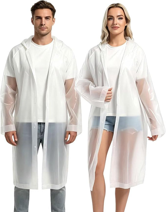 2PCS Rain Ponchos for Adults Reusable Rain Coats for Adults Rain Jackets Raincoats for Men Women