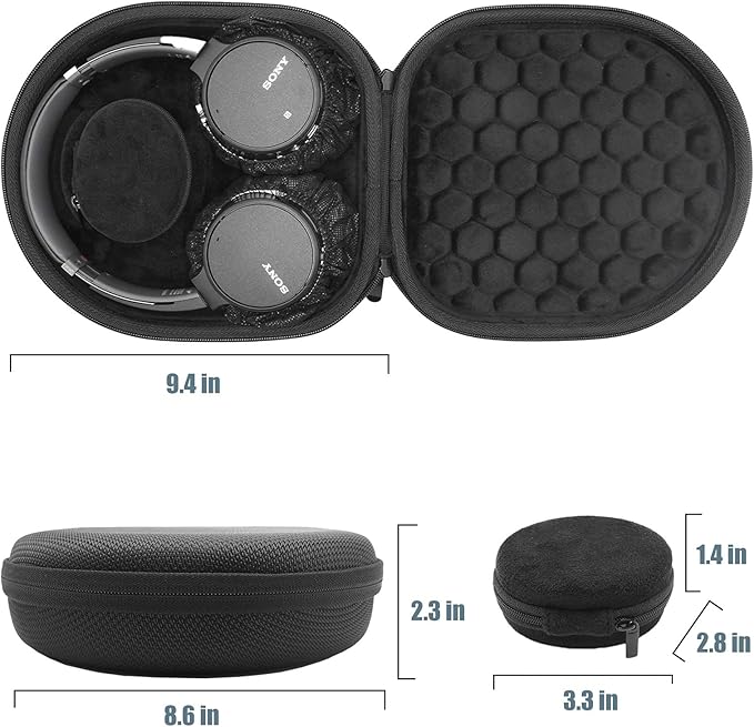 ProCase Hard Case for Sony WH-CH720N/ WH-CH710N/ WH-CH520/ WH-CH510/ WH-1000XM5/ WH-1000XM4/ WHXB910N/ Bose 700 Noise Cancelling Wireless Headphones, Travel Carrying Bag with 2 Dust Covers -Black