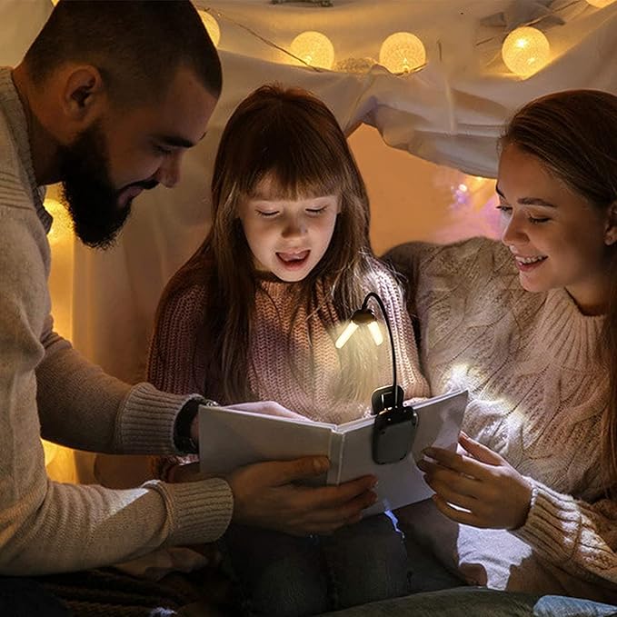 Vekkia 14 LED Rechargeable Book Light for Reading at Night, Eye-Care Reading Light for Books in Bed, 180° Adjustable, Clip on Lamp, 3 Color Temperatures, Lightweight, Present for Reader