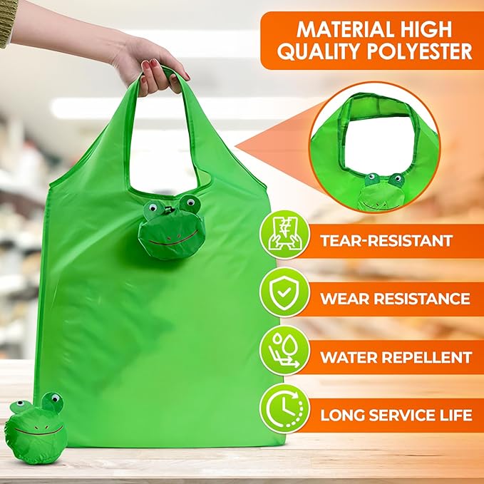 5 PCs Reusable Produce Bags – Reusable Grocery Bags Foldable with 15"x15" Capacity Size and Cute Animal Design – Convenient for Taking Along for Shopping and Made for Long Service Life in Daily Use
