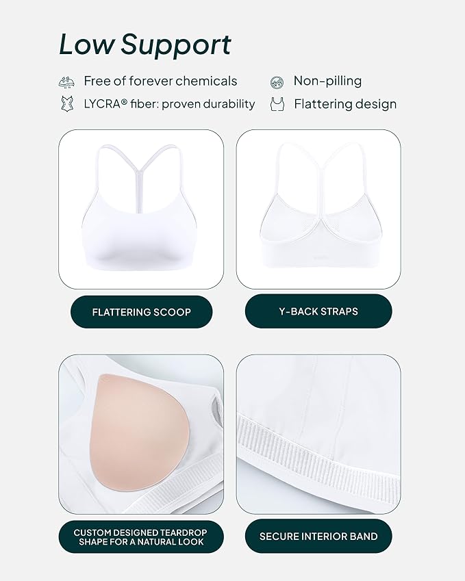 PAVOI ACTIVE Yoga Racerback Bras for Women - Buttery Soft Low Support Scoop Neck Y-Back Thin Strap Sports Bra - FlexFlow