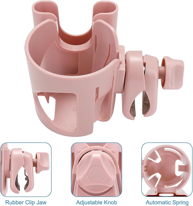 Accmor Stroller Cup Holder with Phone Holder, Universal Cup Holder for Walker Wheelchair Bike, 360° Rotatable Stroller Cup Holder Attachment Accessories for Walker, Wheelchair, Scooter