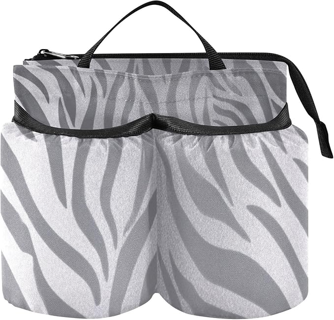 Luggage Cup Holder for Suitcases Free Hands Suitcase Cup Holder Travel Luggage Drink Holder Portable Luggage Cup Caddy Bag Carrier with Handle Light Silvery Zebra Print