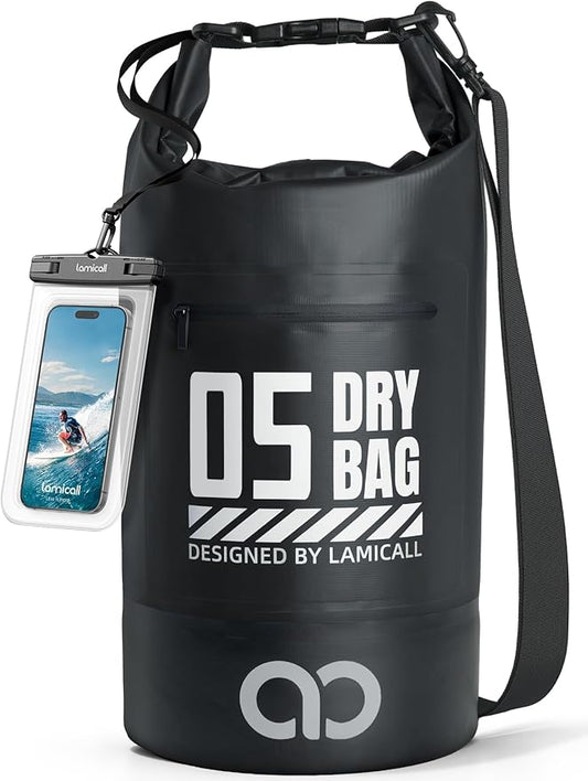 Lamicall Small Dry Bag, Waterproof Bag - [Durable & Floating] 5L/10L/20L/30L/40L Water Proof Bag with Waterproof Phone Pouch, Keeps Gear Dry Sack for Kayak Swim Boat Paddle Boarding Hiking Fishing