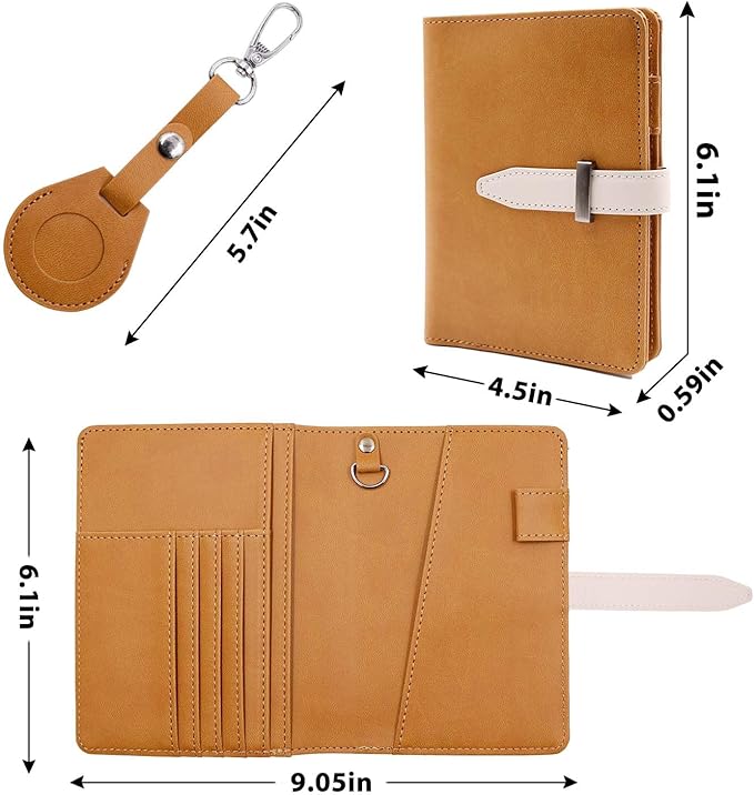 Passport wallets, Mulit-purpose RFID Blocking Passport Holder AirTag Wallet, Travel Wallet Cover Case（Brown）
