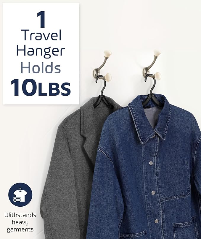 50 Pcs Travel Hangers, Cruise Ship Essentials Foldable Hangers Plastic Travel Essentials, Portable Cruises Must Haves 2026 for Skirt, Suitcase, RV Camping Airplane Europe Vacation Essential, Black