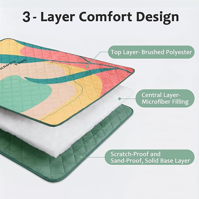 Exclusivo Mezcla Extra Large Waterproof Picnic Blankets 3 Layer, Sandproof and Foldable Outdoor Blanket for Beach Camping, Park and Travel