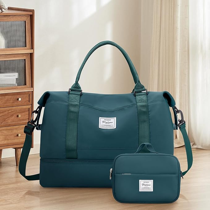 Weekender Bags for Women,Personal Item Travel Bag with Shoes Compartment,Overnight Travel Duffel Bag with Toiletry Bag,Medium