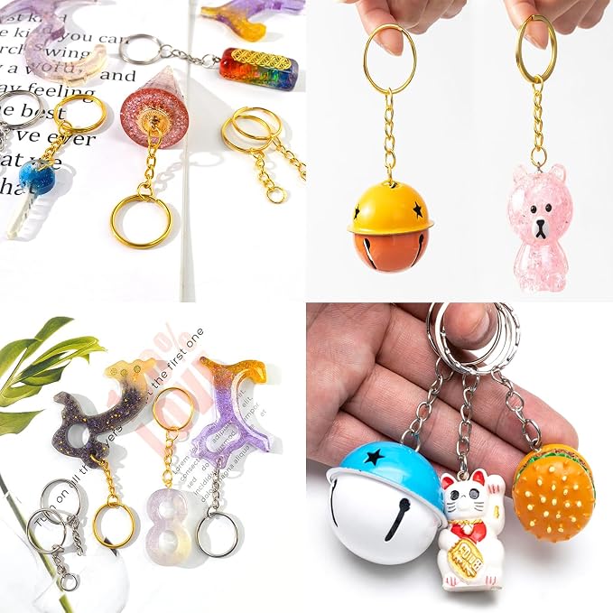 100Sets 1 inch Keychain Rings Golden Split Round Key Ring with Chain and Open Jump Rings for DIY Keychain Making Crafts