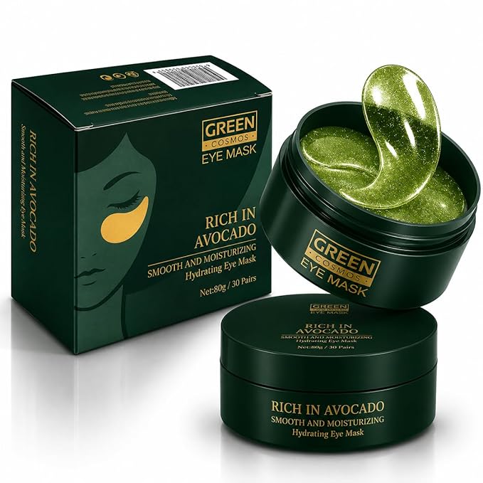 Avocado Collagen Eye Patches – Hydrating Under Eye Masks (30 Pairs) – Brightening, Anti-Puffiness, Dark Circles & Fine Lines – Green Hydrogel Eye Mask for Women & Men