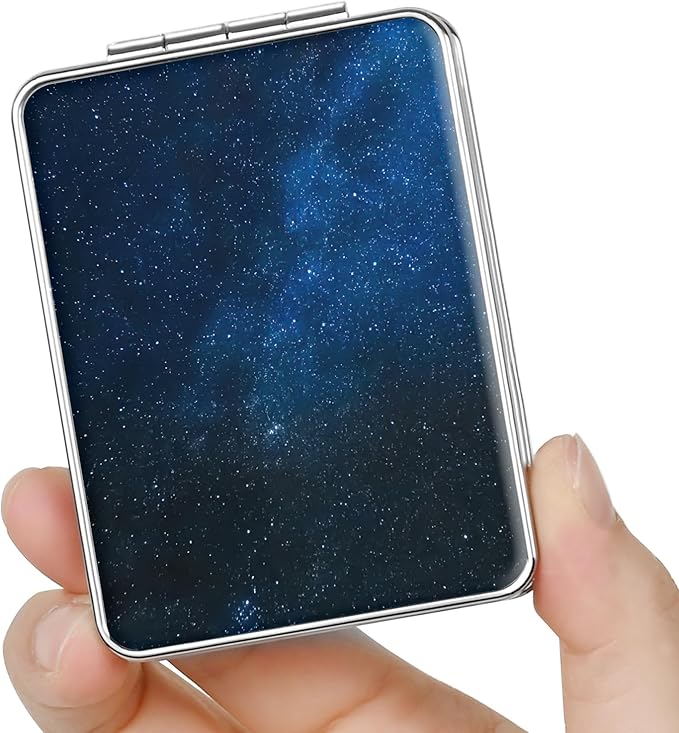 Pocket Mirror, Small Travel Mirror with Magnification, Portable Double-Sided Magnifying Cosmetic Mirror for Daily (Star)