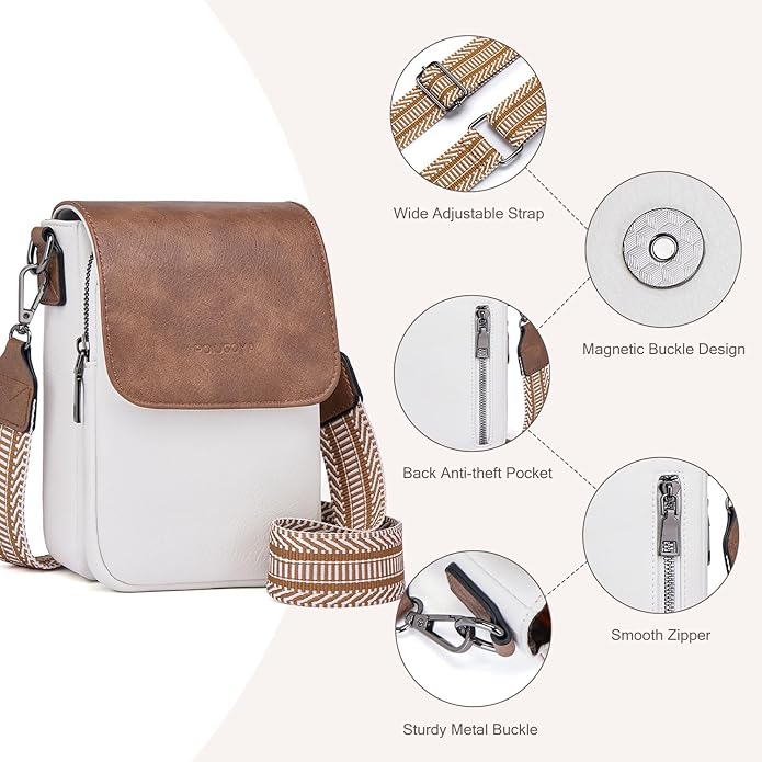 POIUGOYA Crossbody Bags for Women,Small Crossbody Purse with Triple Compartments,Cell Phone Wallet with Card Slots for Travel | Small